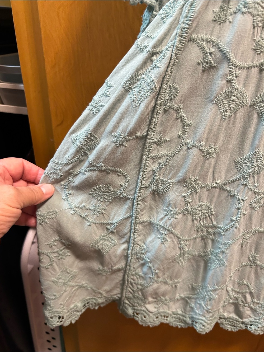 Democracy Pale Blue Embroidered Scoop Neck Tunic Top - Picture 5 of 6